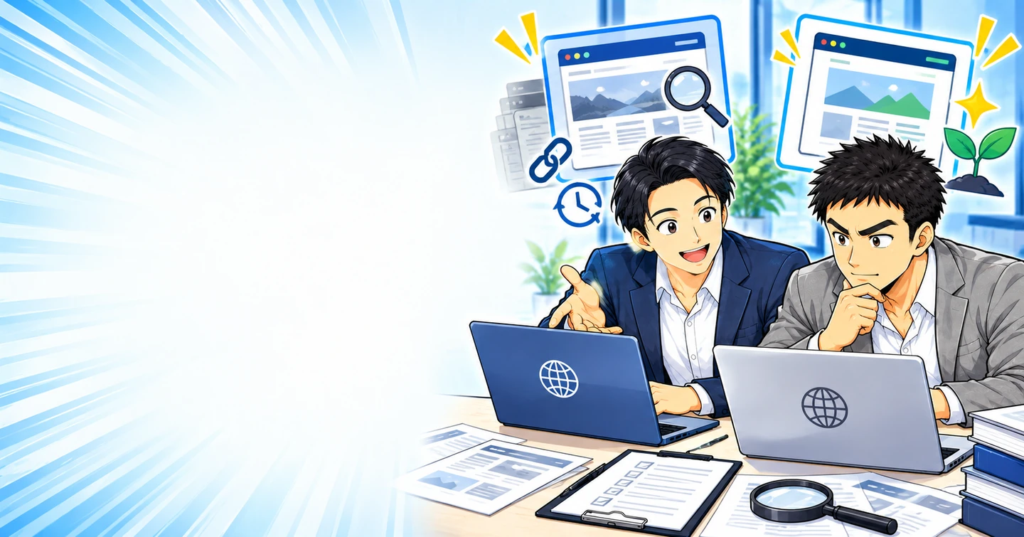 中古ドメインと新規ドメインはどっちがいい?の解説イラスト