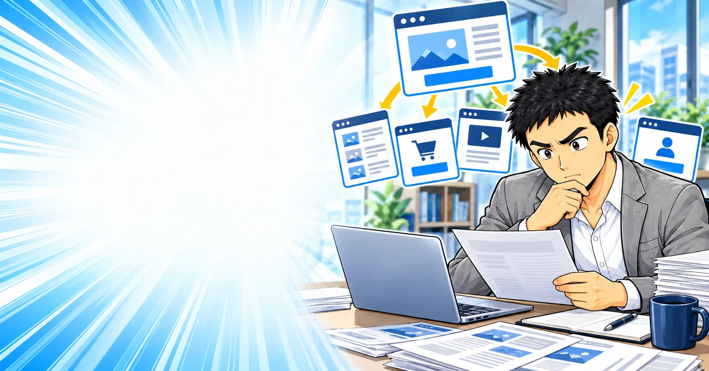 出口のない記事を何本作っても、売上にはつながらないの解説イラスト