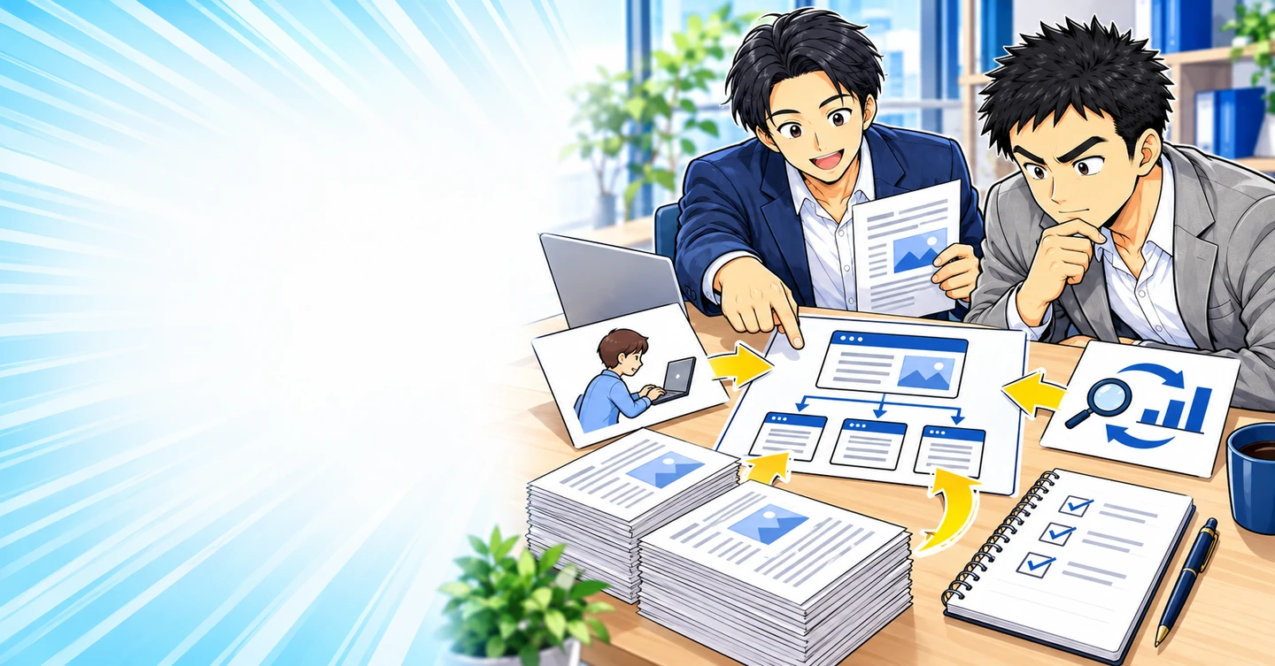 記事を外注しただけで、アフィリエイト事業は完成しないの解説イラスト
