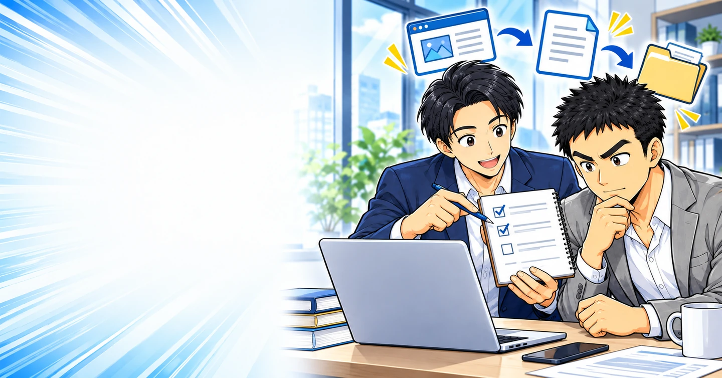 ブログの作業を中断したとき、どこから再開する？再開メモの残し方の解説イラスト