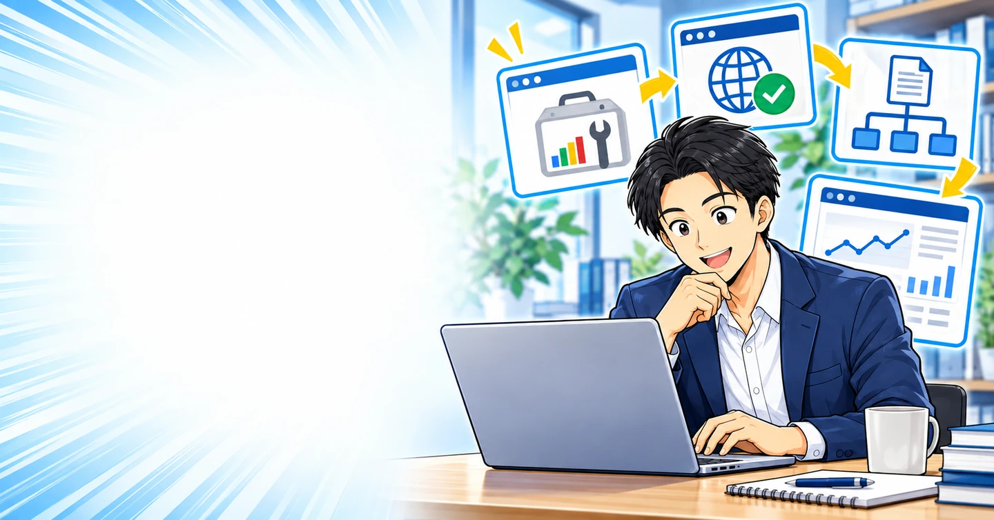 Search Consoleの設定方法|所有権確認から最初のデータ確認までの解説イラスト