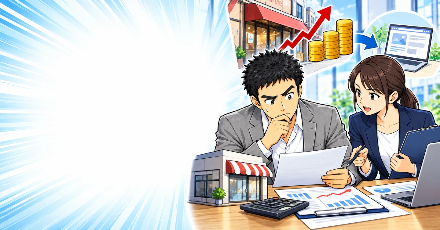 店舗を借りて行うビジネスは「賃料アップ」で即退場の解説イラスト