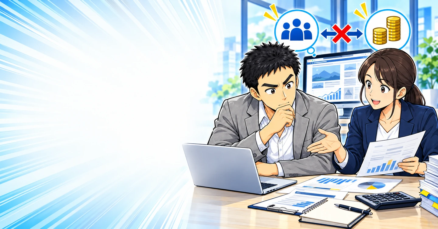アクセス数を自慢するサイトほど、売上を公表しないのはなぜかの解説イラスト