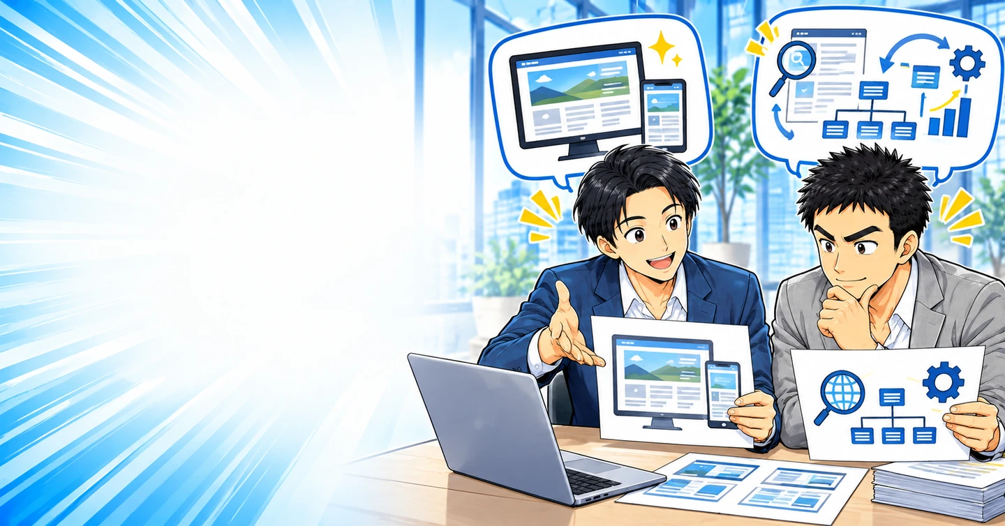 WEB制作会社に頼めば、稼げるサイトが完成すると思っていませんか?の解説イラスト
