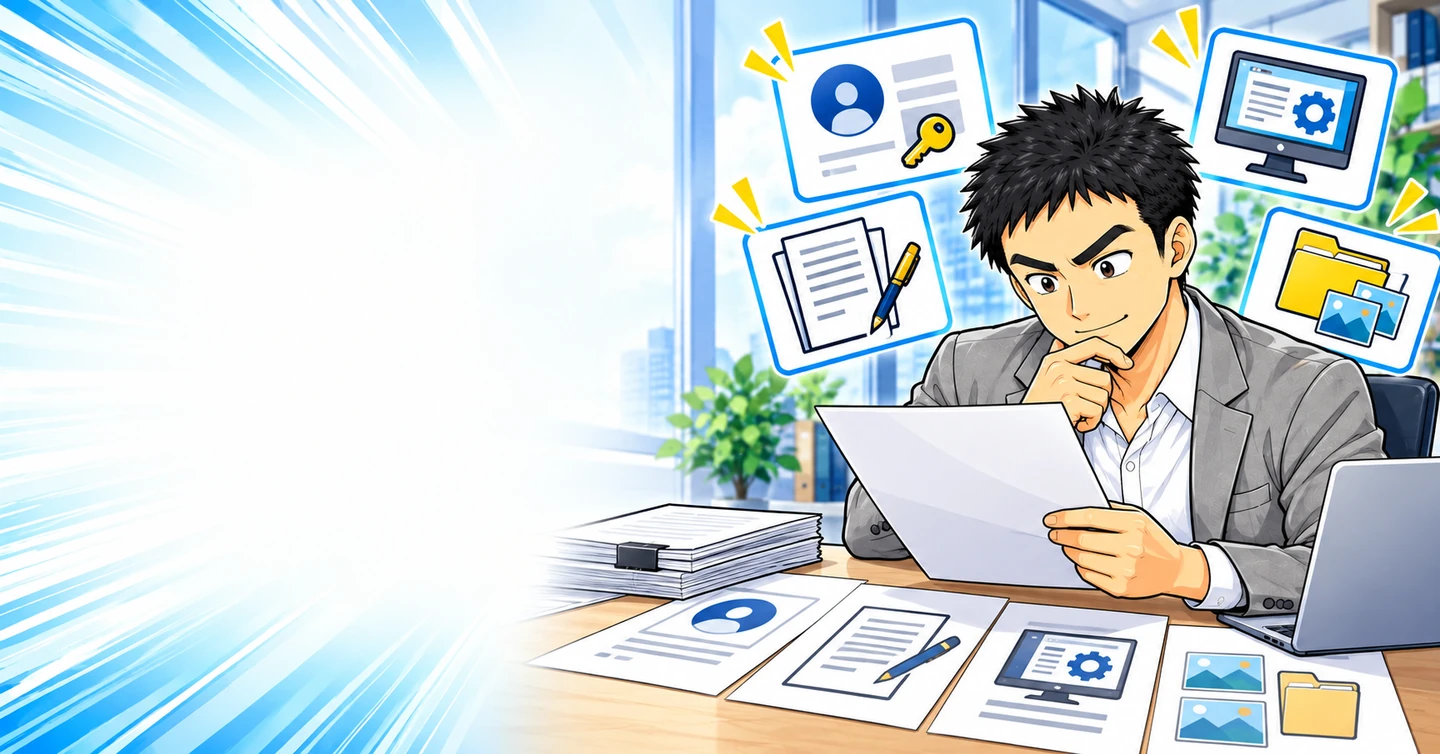 ブログを納品されたら何を受け取る？契約情報・操作資料・素材の確認表の解説イラスト
